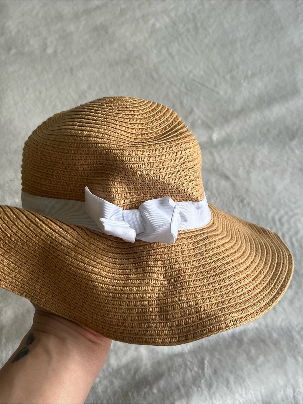 6-12 Month Old Navy Baby Woven Straw Sun Hat with White Ribbon
